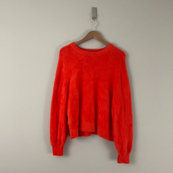 Aerie Orange Flurry Crew Neck Oversized Sweater Size Small - Picture 1 of 5